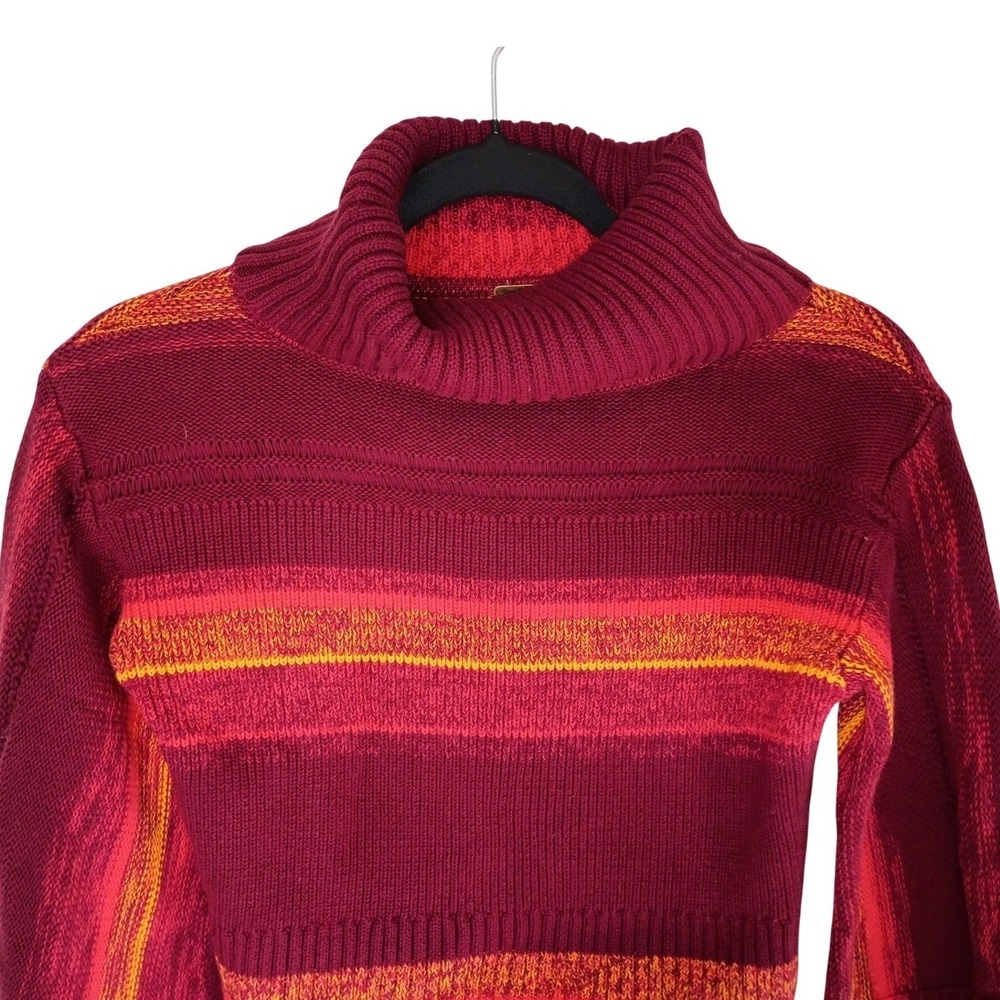 Free People Womens‎ Sweater Sz XS Red Striped Cropped Turtleneck Bell Sleeves - Picture 4 of 12
